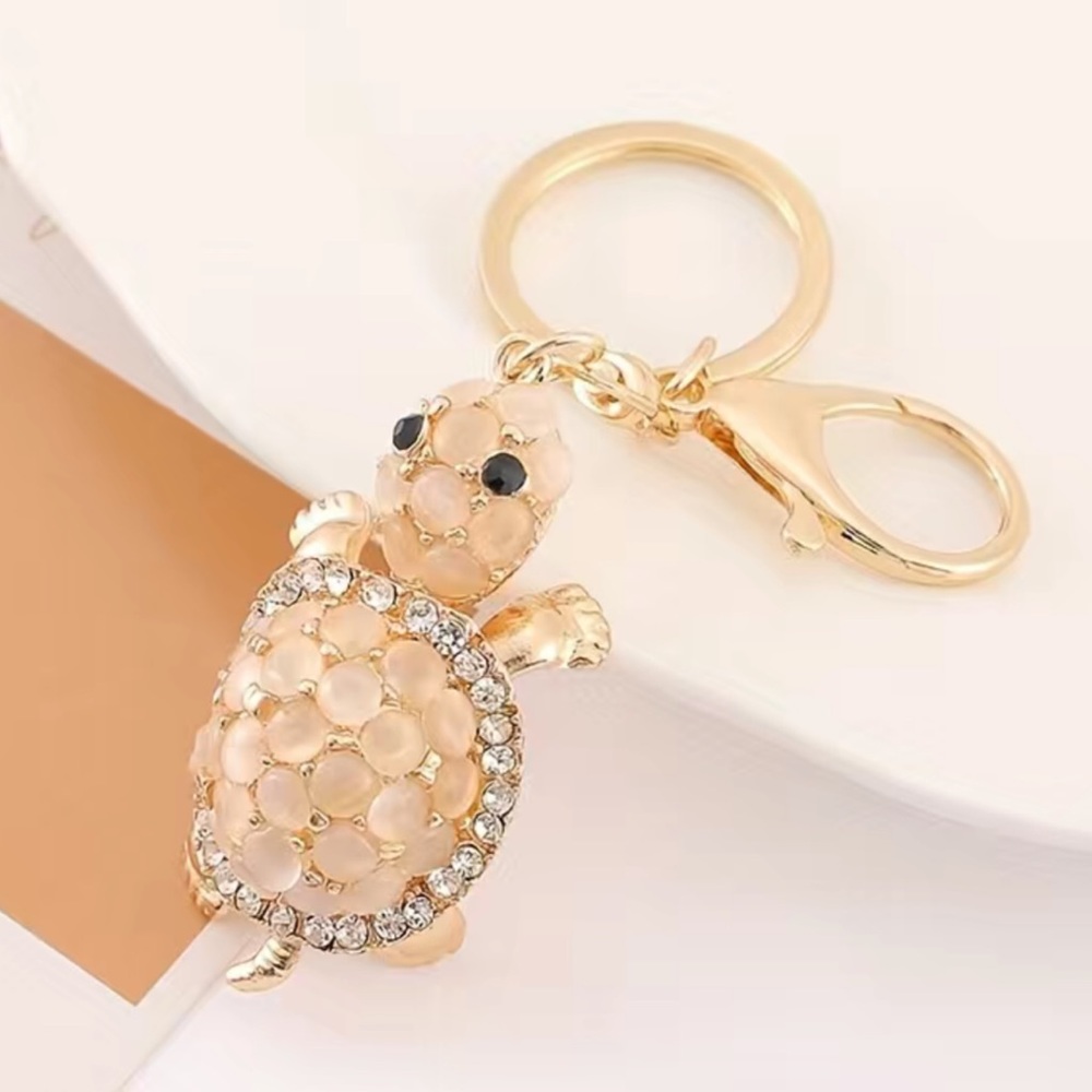 Gorgeous Crystal and Beaded Turtle Keychain Charm - Picture 1 of 16